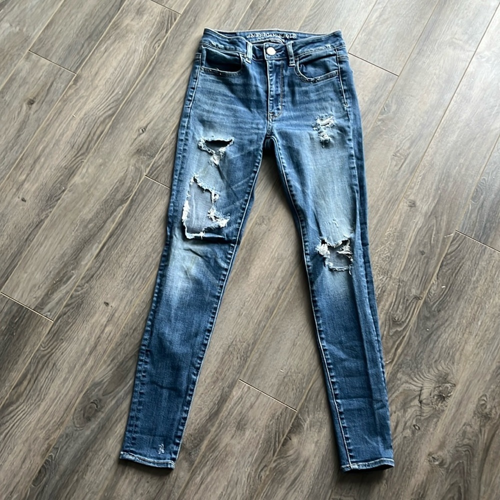 AMERICAN EAGLE Distressed Blue Skinny Jeans - Picture 2 of 8